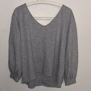 Halogen Light Gray V-Neck Pullover Sweatshirt